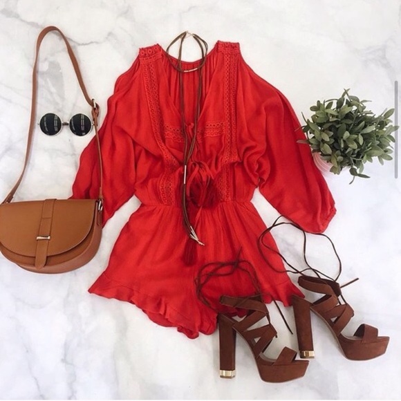 Red Bohemian Romper - Picture 2 of 2